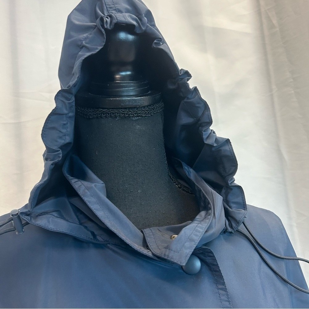 ZARA Limited Edition Navy Blue Hooded Poncho Cape Sz M NWT - Picture 8 of 14